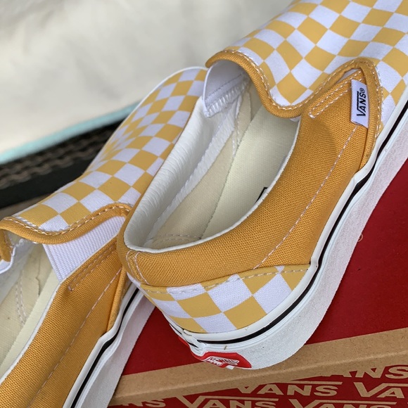 VANS CLASSIC SLIP ON CHECKERBOARD OCHRE/Trwht WMNS - Picture 11 of 12